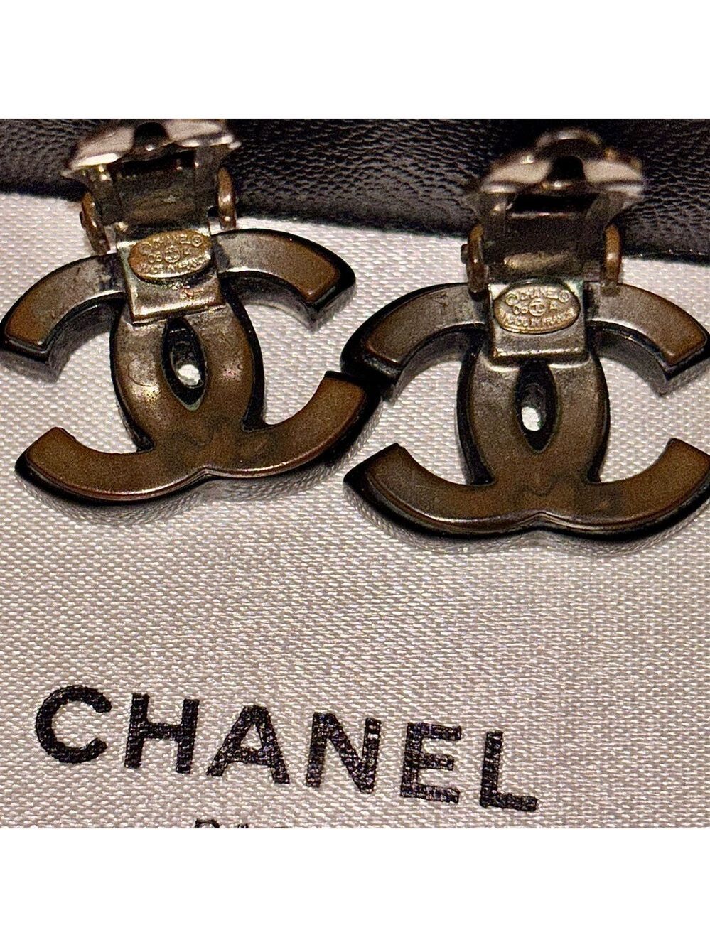 CHANEL Blue Crystal Logo Earrings - Authentic- with Box/Bag - Picture 13 of 13